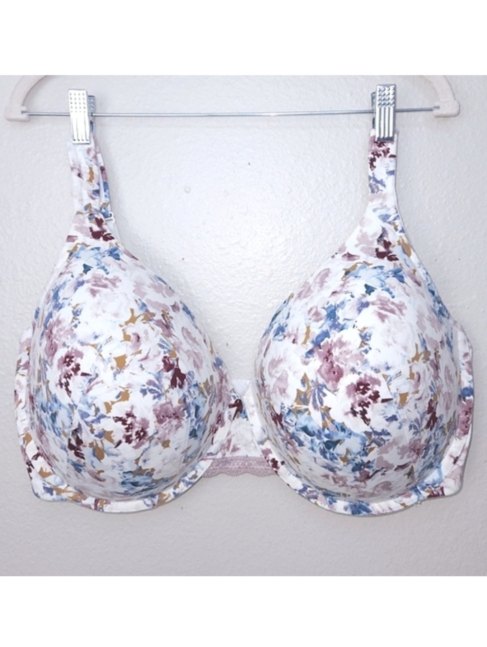 CACIQUE Lightly Lined Full-Coverage Bra 42H Pink Blue Floral Boho